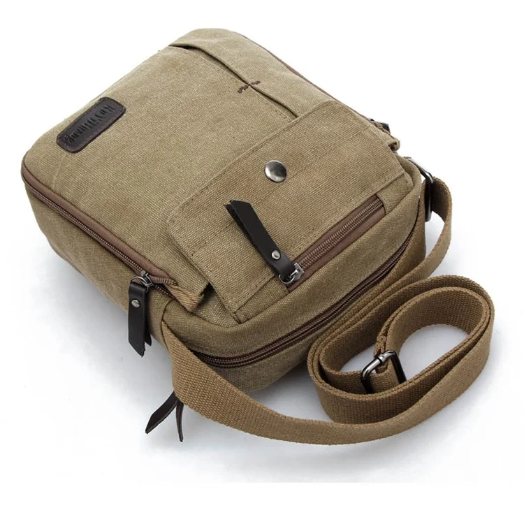 Large Capacity Outdoor Multi-purpose Messenger Canvas Bag Travel Shoulder Bag - Khaki
