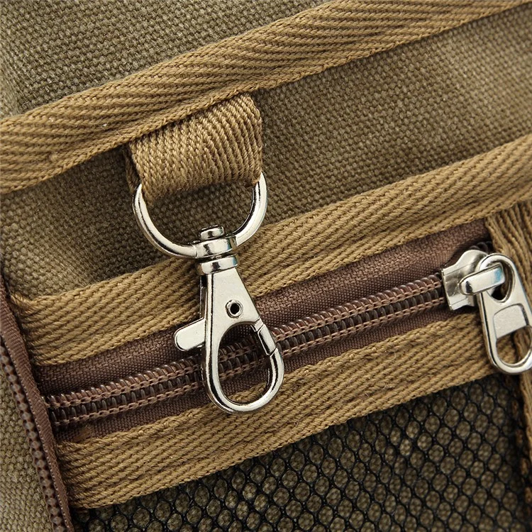 Large Capacity Outdoor Multi-purpose Messenger Canvas Bag Travel Shoulder Bag - Khaki