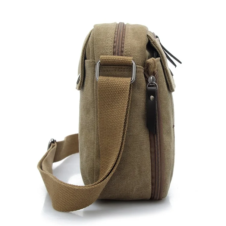 Large Capacity Outdoor Multi-purpose Messenger Canvas Bag Travel Shoulder Bag - Khaki