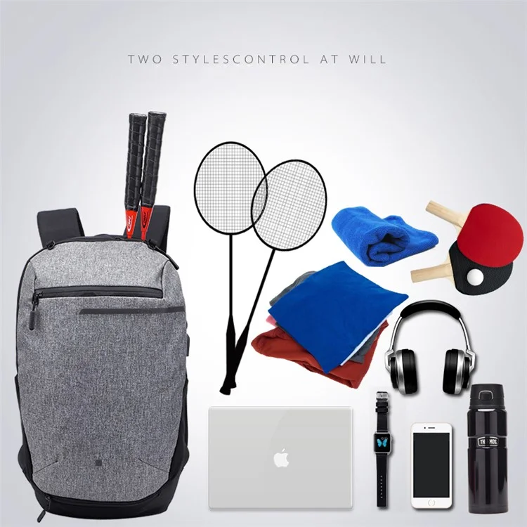Sports Gym Bags Basketball Backpack Racket Bags with USB Port for Boys - Grey