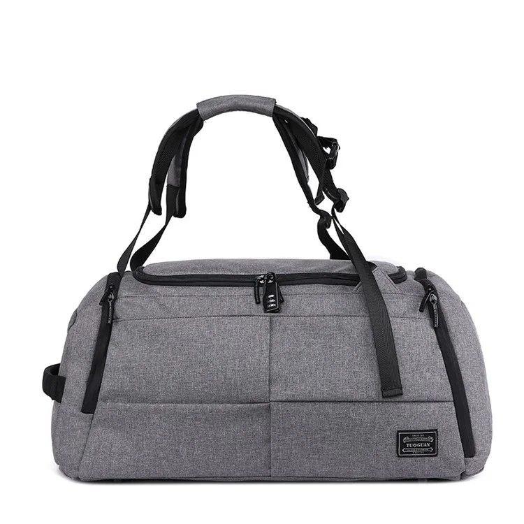TUGUAN Large Foldable Weekend Shoulder Handbag Travel Bag with Shoe Pocket - Grey