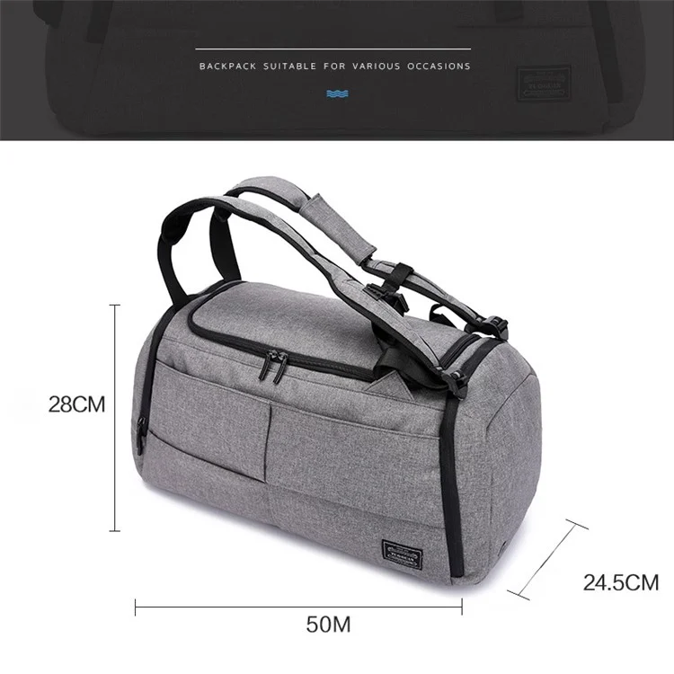 TUGUAN Large Foldable Weekend Shoulder Handbag Travel Bag with Shoe Pocket - Grey