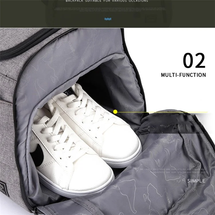 TUGUAN Large Foldable Weekend Shoulder Handbag Travel Bag with Shoe Pocket - Grey