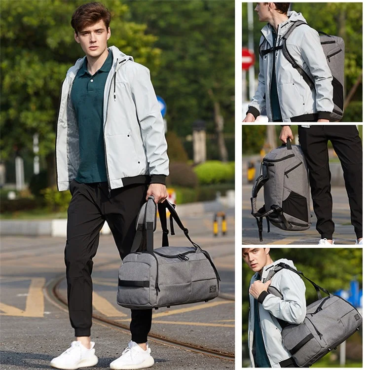 TUGUAN Large Foldable Weekend Shoulder Handbag Travel Bag with Shoe Pocket - Grey