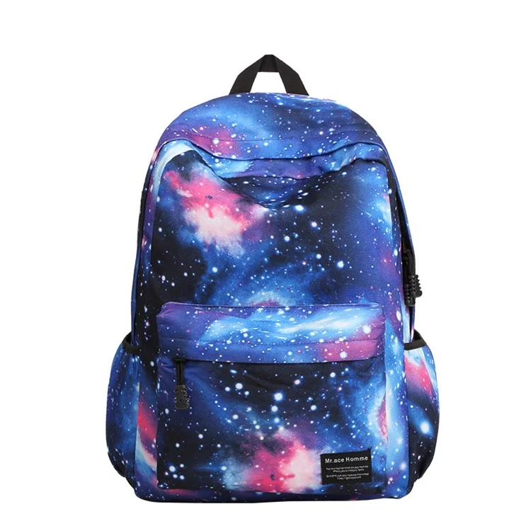 15-inch Chic Space Pattern School Bag Travel Rucksack, Size: 37x42x17cm - Blue