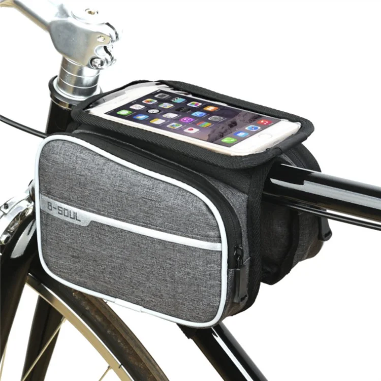 B-SOUL 2L Faisceau de sac de vélo Sac de vélo Écran tactile de 6,2 pouces Sac pour téléphone portable - Gris