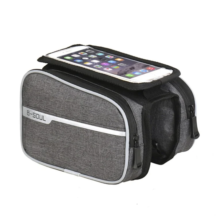 B-SOUL 2L Faisceau de sac de vélo Sac de vélo Écran tactile de 6,2 pouces Sac pour téléphone portable - Gris