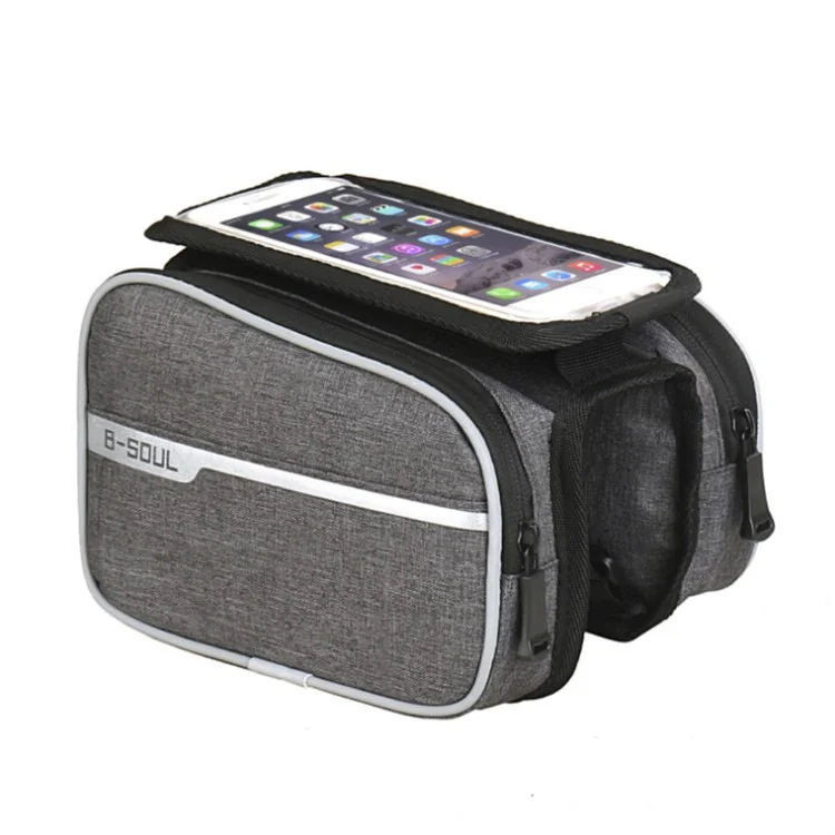 B-SOUL 2L Faisceau de sac de vélo Sac de vélo Écran tactile de 6,2 pouces Sac pour téléphone portable - Gris