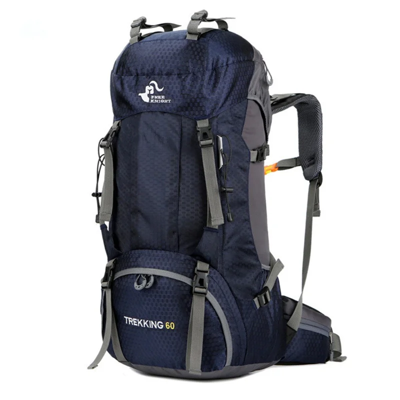 FREEDOM KNIGHT 60L Large Capacity Travel Hiking Camping Outdoor Backpack - Dark Blue