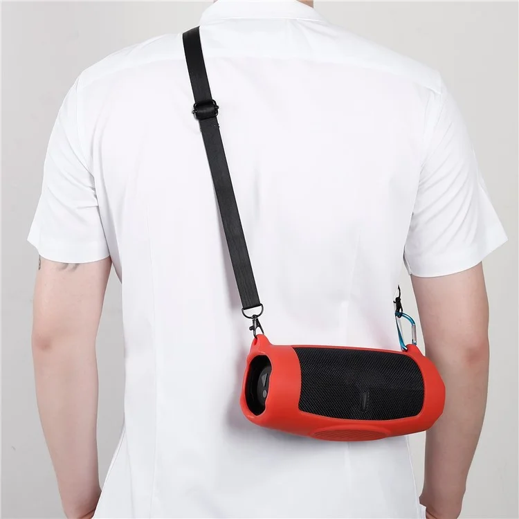Силиконовый чехол для переноски, Bluetooth-динамик, защитный чехол с плечевым ремнем и карабином для JBL Charge 5 - черный