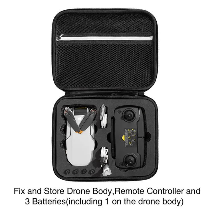 Bolsa de transporte a prueba de golpes portátil para el estuche de almacenamiento del drone DJI Mavic Mini SE, control remoto y accesorios - Negro/Forro negro