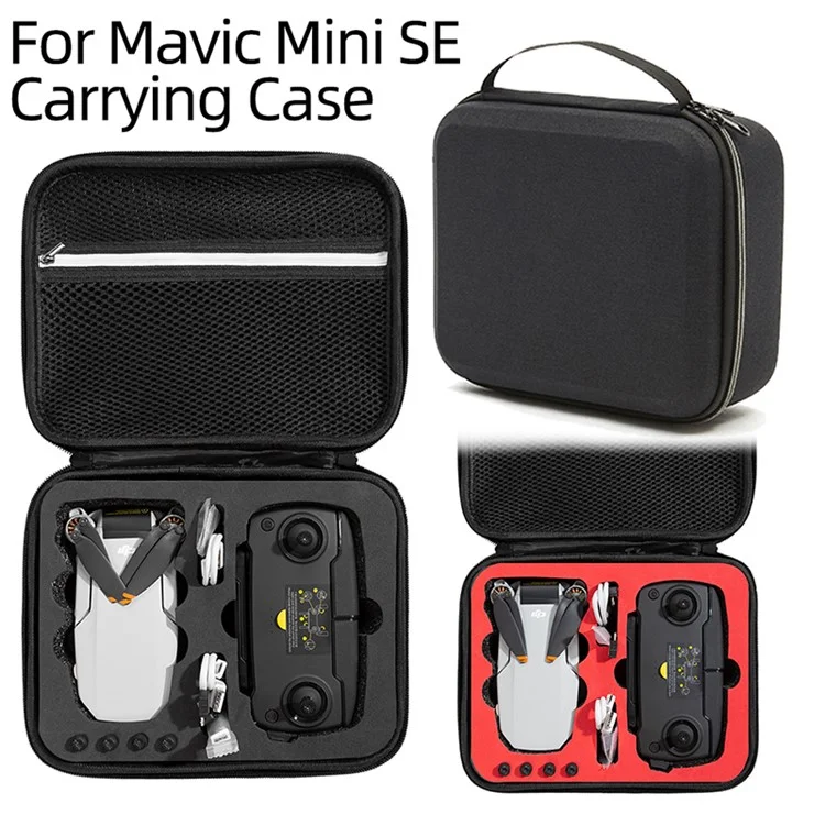 Bolsa de transporte a prueba de golpes portátil para el estuche de almacenamiento del drone DJI Mavic Mini SE, control remoto y accesorios - Negro/Forro negro