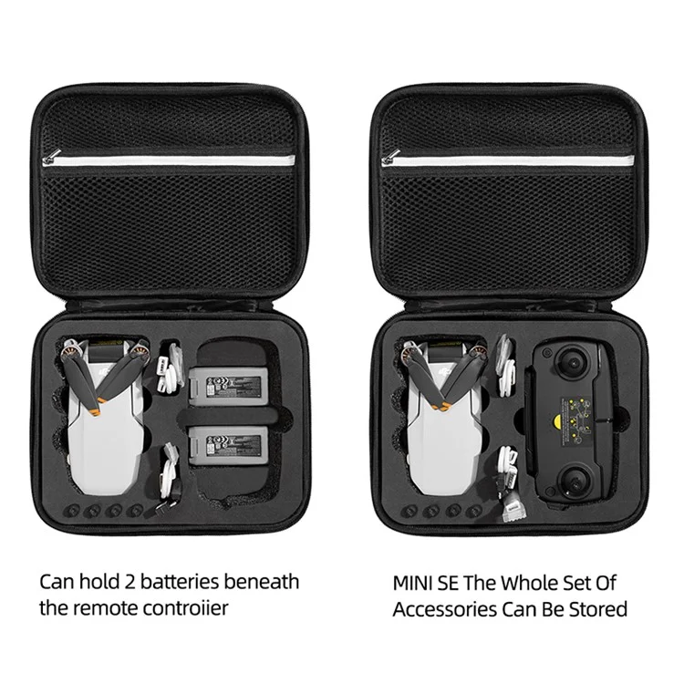 Bolsa de transporte a prueba de golpes portátil para el estuche de almacenamiento del drone DJI Mavic Mini SE, control remoto y accesorios - Negro/Forro negro