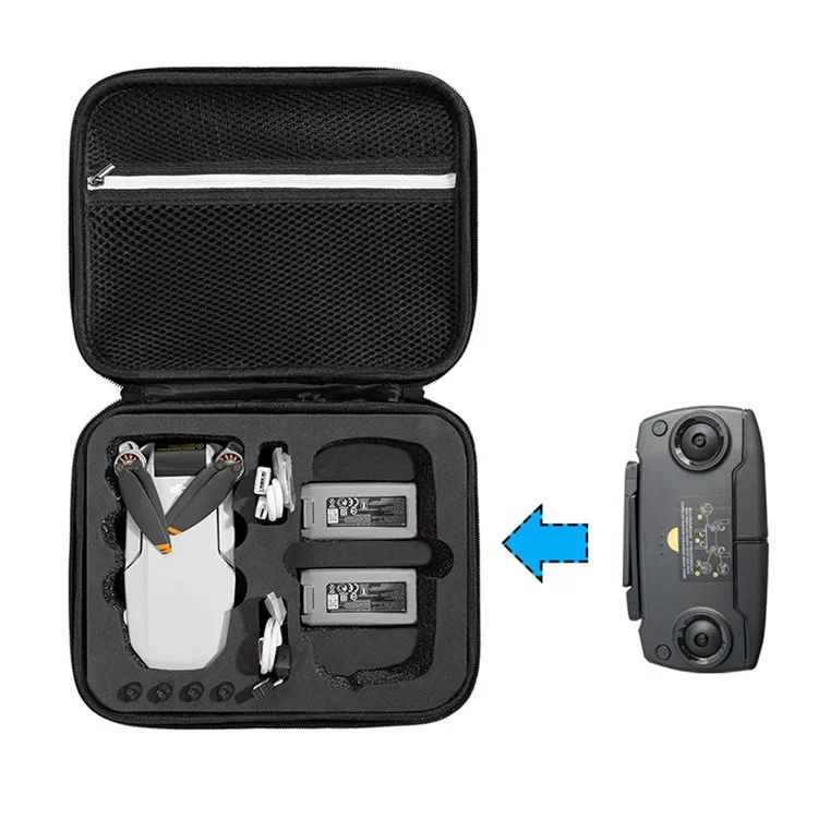 Bolsa de transporte a prueba de golpes portátil para el estuche de almacenamiento del drone DJI Mavic Mini SE, control remoto y accesorios - Negro/Forro negro
