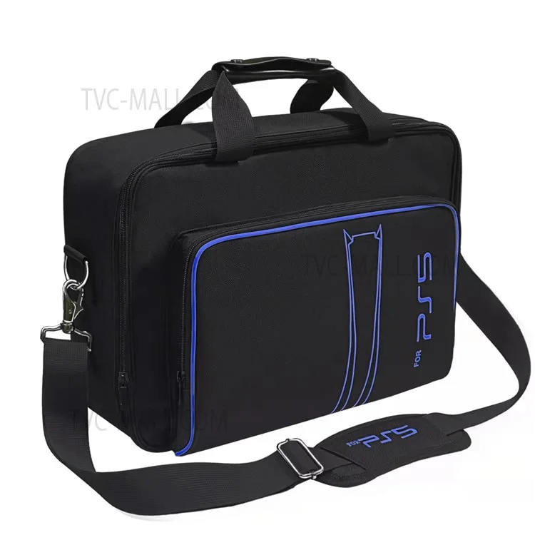 For Sony PlayStation 5 Portable Travel Storage Bag Game Console Accessories Handbag Crossbody Bag - Black / Blue