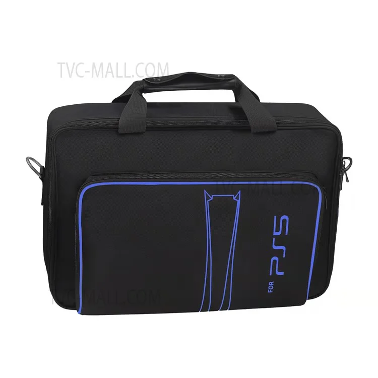 For Sony PlayStation 5 Portable Travel Storage Bag Game Console Accessories Handbag Crossbody Bag - Black / Blue