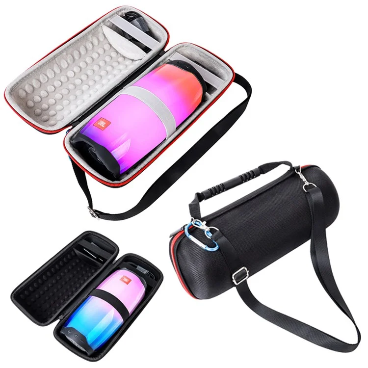 Для JBL Pulse4 EVA Case Case Bluetooth-динамик Против Защитного Покрытия с Плечевым Ремнем и Карабинером - Черный / Серый
