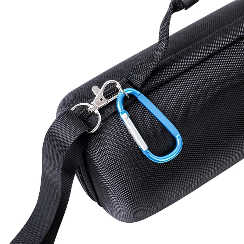 For JBL Pulse4 EVA Carrying Case Bluetooth-compatible Speaker Anti-drop Protective Cover with Shoulder Strap and Carabiner - Black