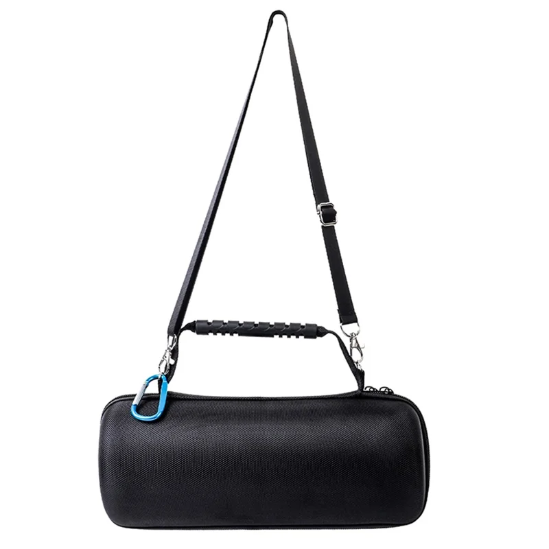 For JBL Pulse4 EVA Carrying Case Bluetooth-compatible Speaker Anti-drop Protective Cover with Shoulder Strap and Carabiner - Black