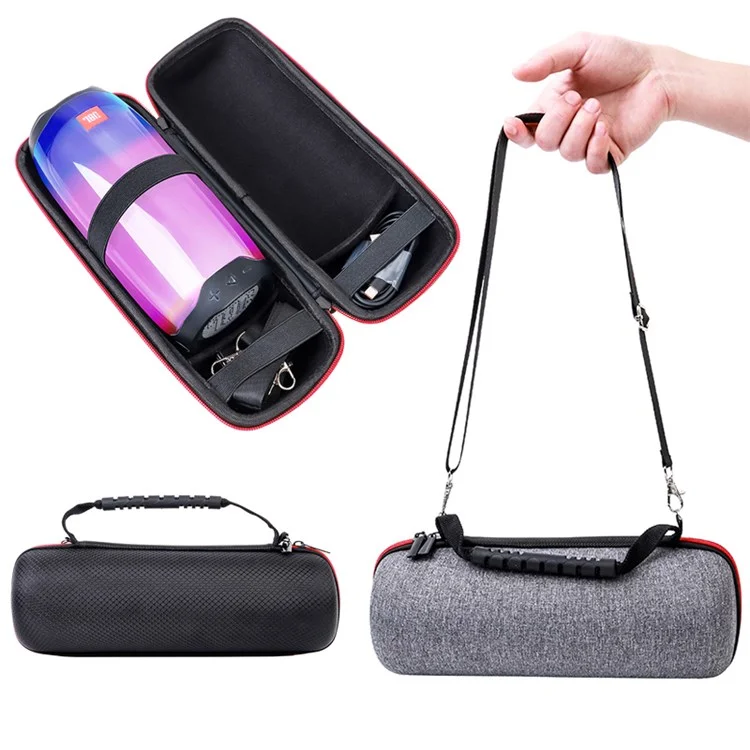 For JBL Pulse4 Shockproof Storage Bag with Shoulder Strap Bluetooth Speaker Carrying Case - Grid Black