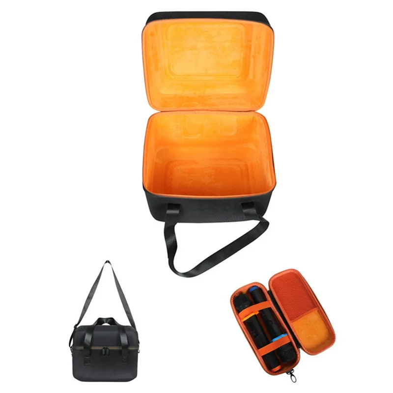 For JBL PartyBox Encore Essential Speaker Carrying Case Portable Storage Bag with Microphone Pouch - Black / Orange