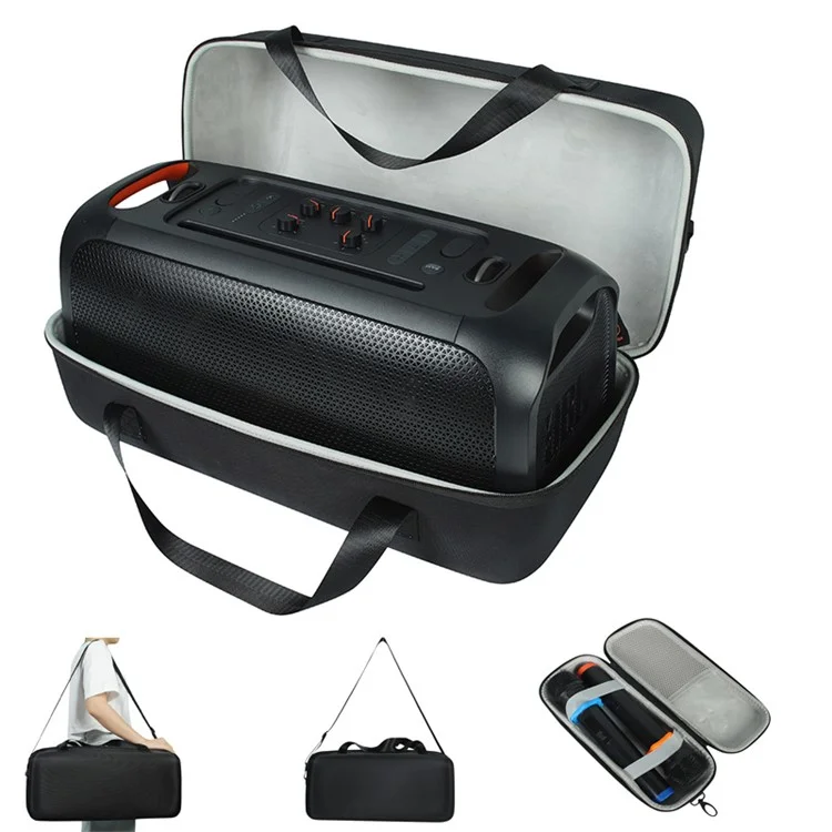 pour JBL PartyBox On-The-Go Sac de rangement dur et antichoc en EVA avec sac à microphone - Gris