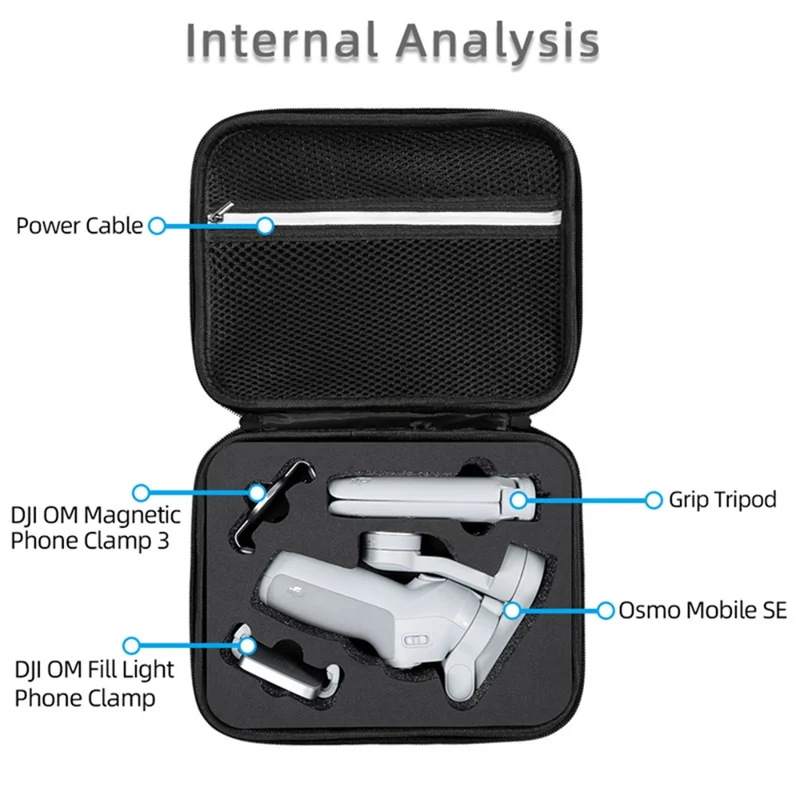 For DJI Osmo Mobile SE Shockproof Carrying Bag Portable Storage Case with Handle - Black