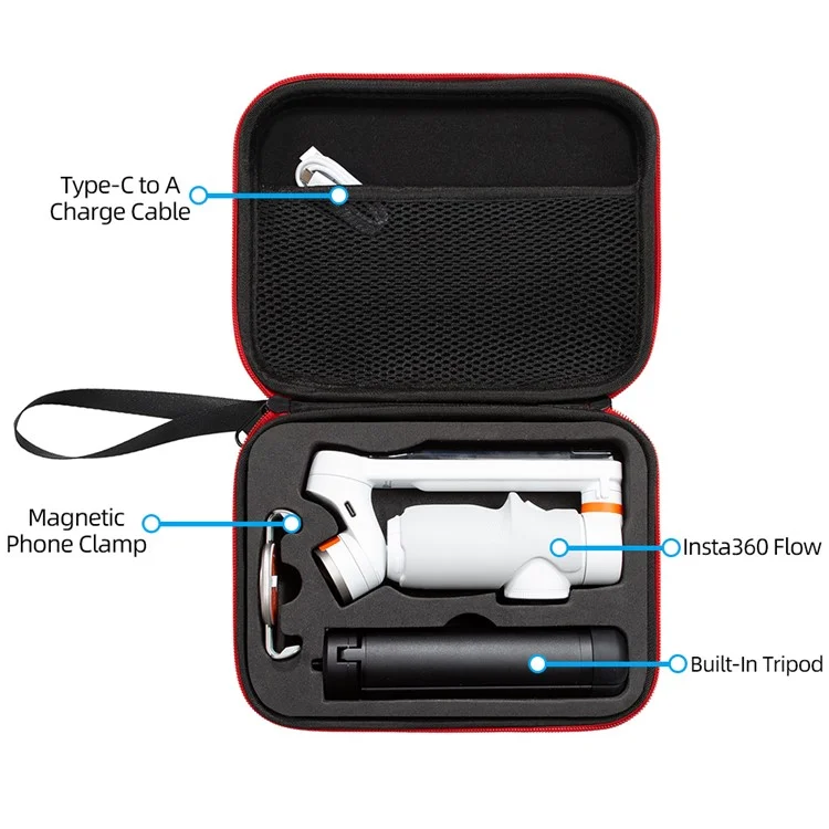 Pour Insta360 Flow Portable Storage Bag EVA Hardshell Gimbal Stabilizer Carrying Case - Noir