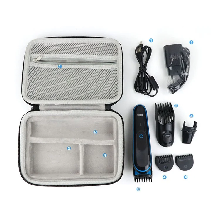 For Braun MGK3020 / 3060 / 3080 Hair Clipper Razor Zipper Storage Bag Shockproof EVA Handbag