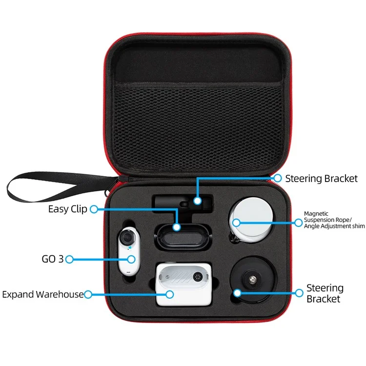 Para Insta360 Go 3 / Go 3S Câmera Organizador de Caso Protetor Ant Cloth+EVA Storage Bag - Preto