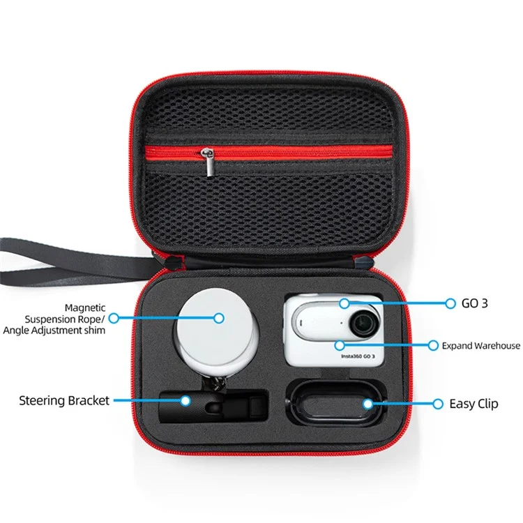 Carrying Case for Insta360 Go 3 / Go 3S Storage Bag Ant Cloth+EVA Mini Protective Case - Black