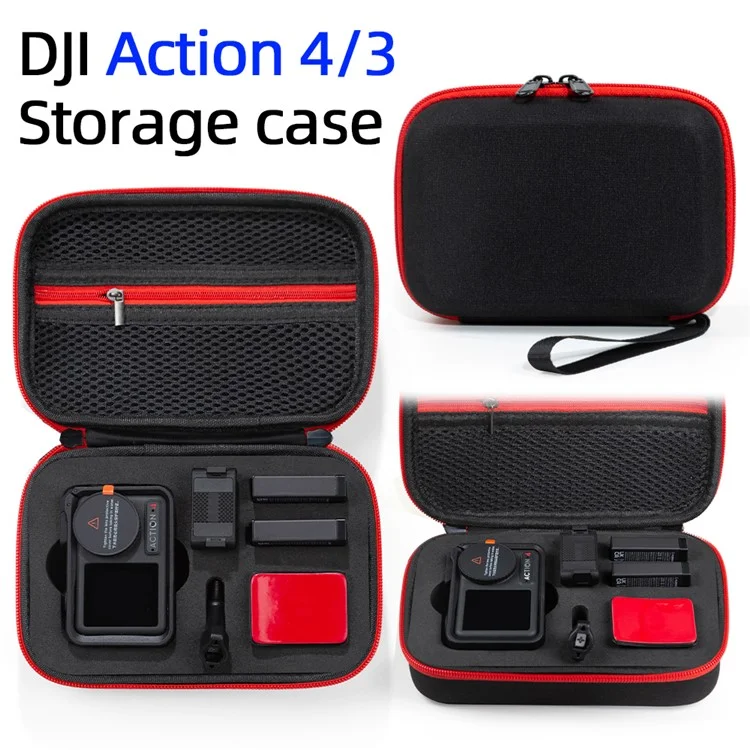 For DJI Action 5 Pro / 4 / 3 Sports Camera Portable EVA Storage Bag Shockproof Carrying Case - Black