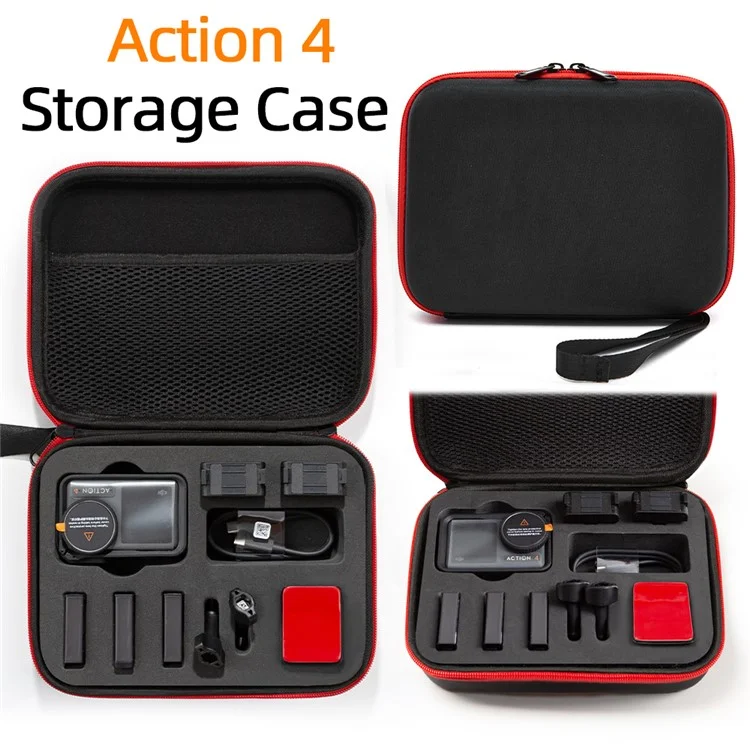 For DJI Action 5 Pro / 4 / 3 Portable Sports Camera Storage Bag Shockproof EVA Carrying Case - Black
