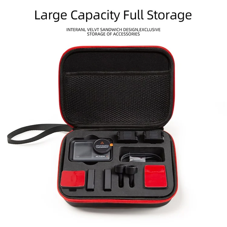 For DJI Action 5 Pro / 4 / 3 Portable Sports Camera Storage Bag Shockproof EVA Carrying Case - Black