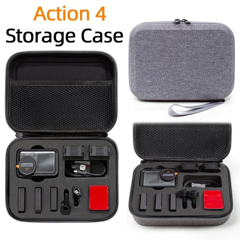 For DJI Action 5 Pro / 4 / 3 Portable Sports Camera Storage Bag Shockproof EVA Carrying Case - Grey