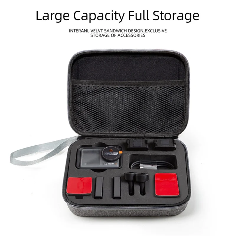 For DJI Action 5 Pro / 4 / 3 Portable Sports Camera Storage Bag Shockproof EVA Carrying Case - Grey