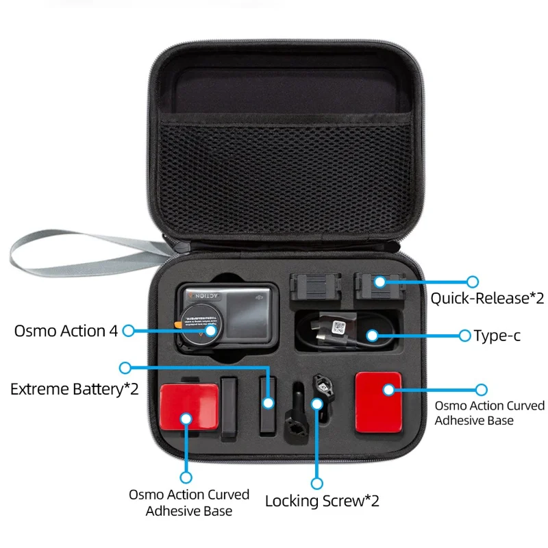 For DJI Action 5 Pro / 4 / 3 Portable Sports Camera Storage Bag Shockproof EVA Carrying Case - Grey