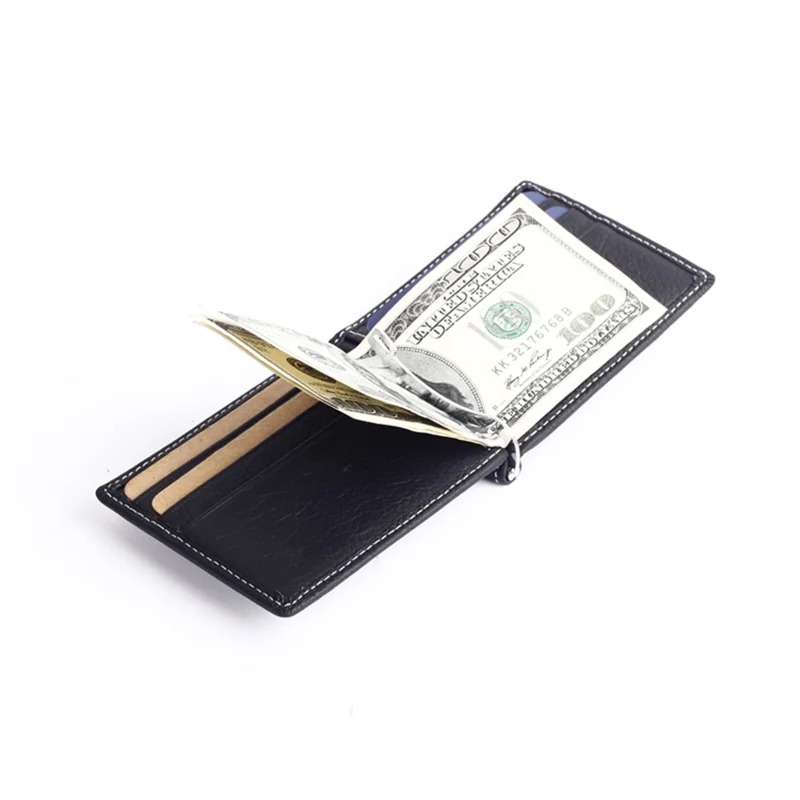 GUBINTU 6018 Men's Bi-fold Top Layer Genuine Leather Purse Short Wallet - Black