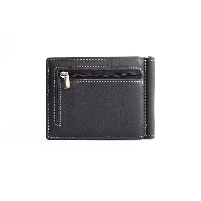 GUBINTU 6018 Men's Bi-fold Top Layer Genuine Leather Purse Short Wallet - Black
