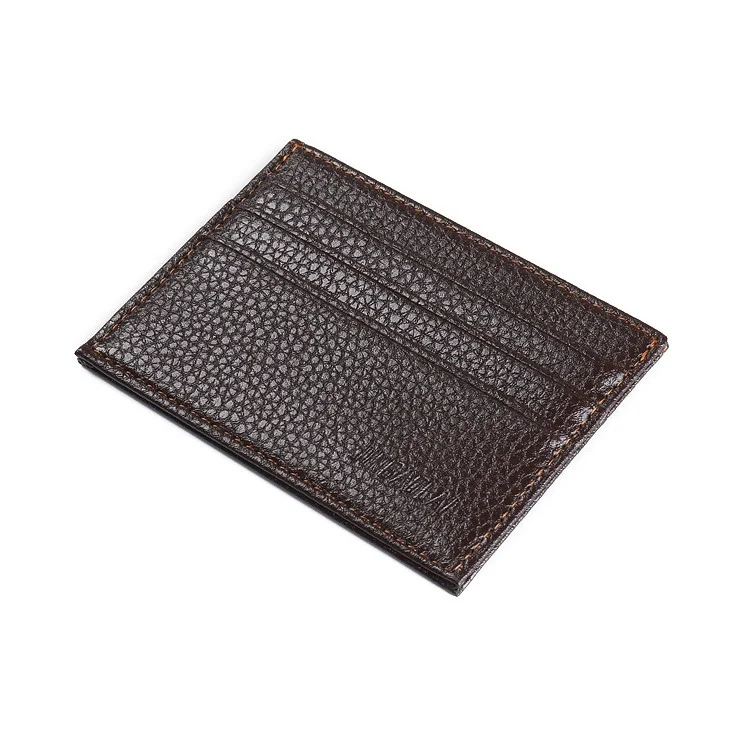JINBAOLAI PU Leather Supper Slim Multiple Card Slots Men's Wallet - Dark Brown Litchi Texture