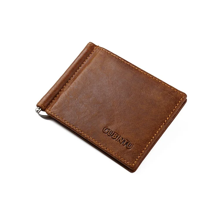 GUBINTU 408 Bi-fold Top Layer Genuine Leather Card Holder Wallet for Men