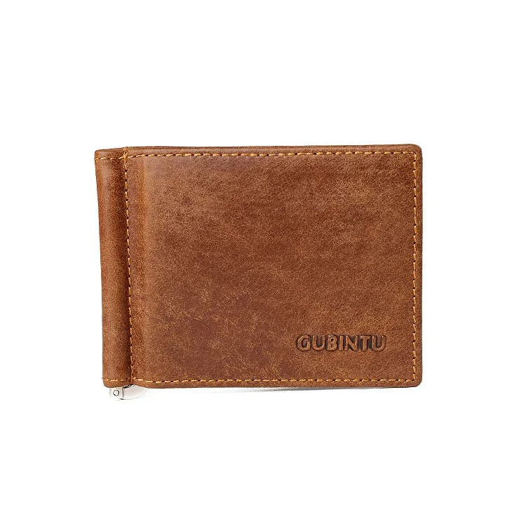 GUBINTU 408 Bi-fold Top Layer Genuine Leather Card Holder Wallet for Men