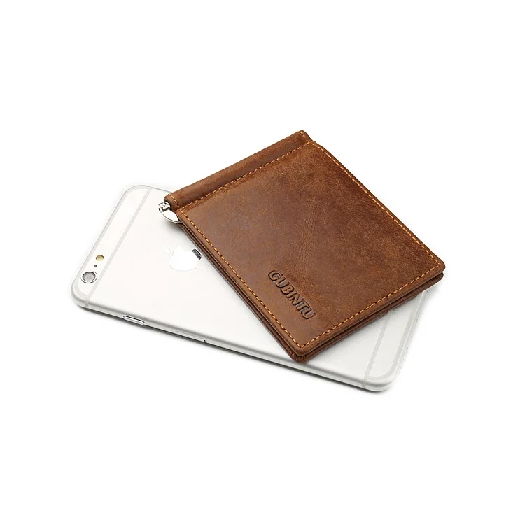 Gubintu 408 Portefeuille de Support de Carte en Cuir Authentique Bifold Pour Hommes