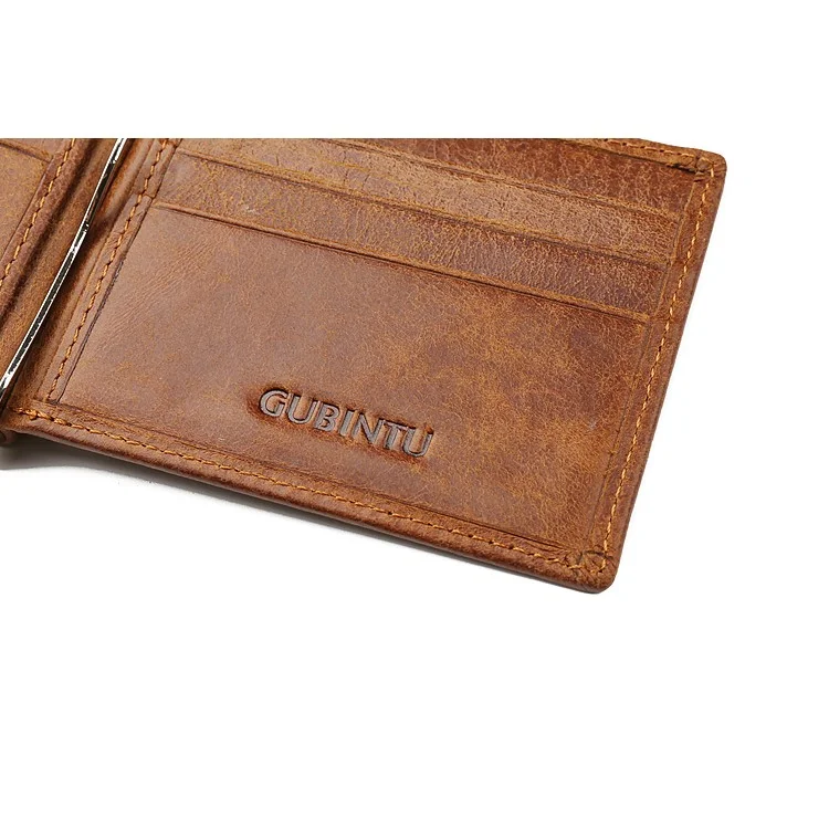 GUBINTU 408 Bi-fold Top Layer Genuine Leather Card Holder Wallet for Men