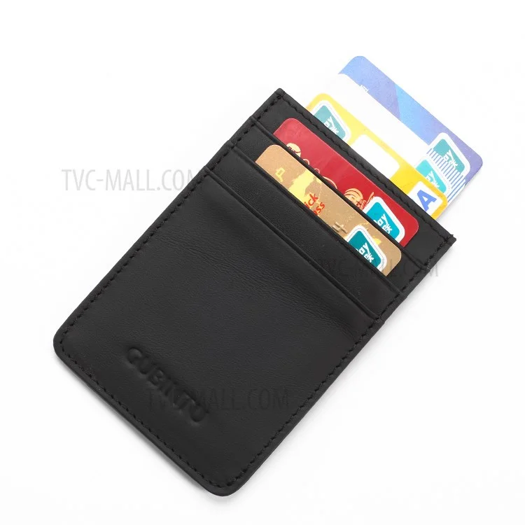 Gubintu G111 Antift RFID Protégé Une Carte de Crédit en Cuir Authentique. - le Noir