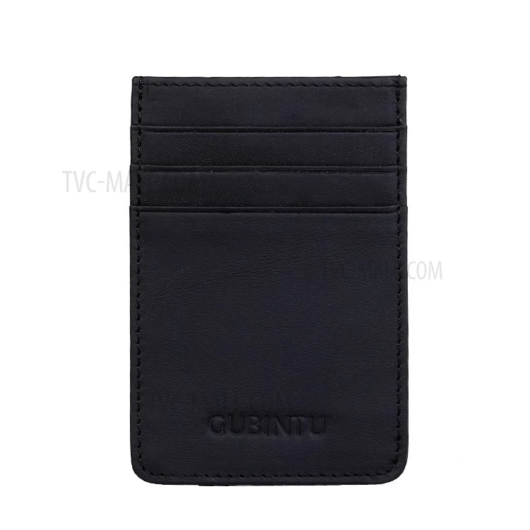 GUBINTU G111 Anti-theft RFID Protected Genuine Leather Credit Card Money ID Pocket Holder - Black