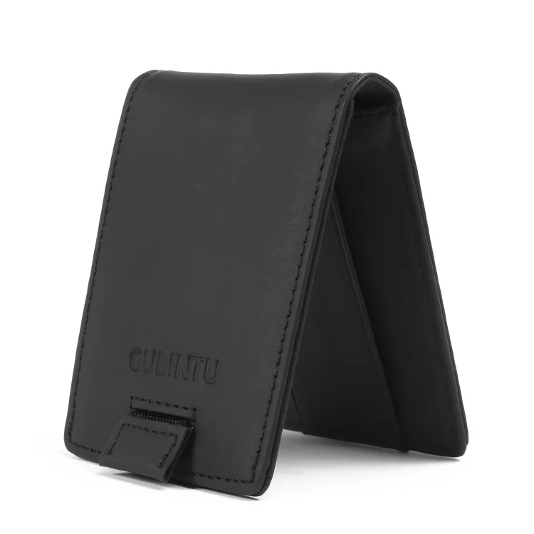 GUBINTU 751 Multi-functional Crazy Horse Texture Top Layer Genuine Leather Wallet with Card Slots - Black