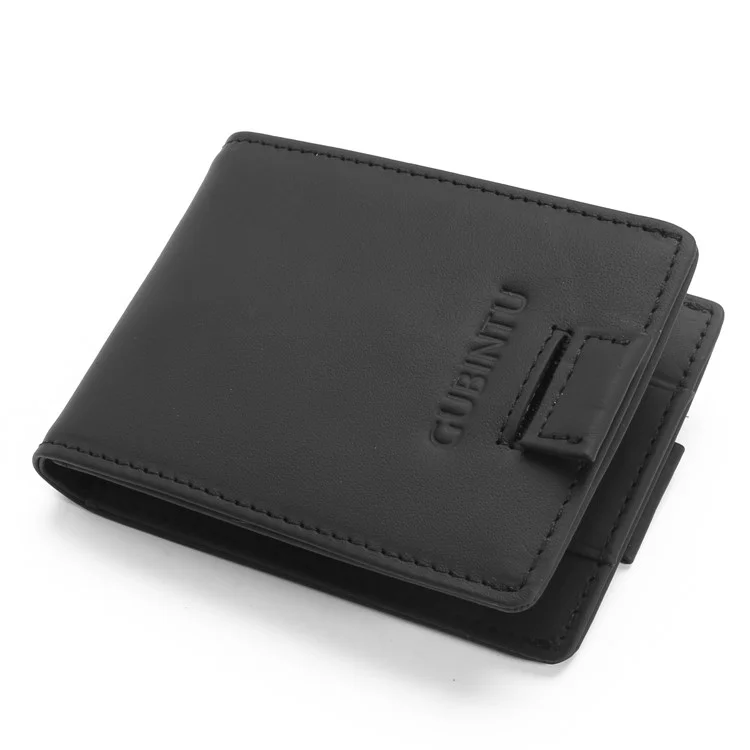 GUBINTU 751 Multi-functional Crazy Horse Texture Top Layer Genuine Leather Wallet with Card Slots - Black