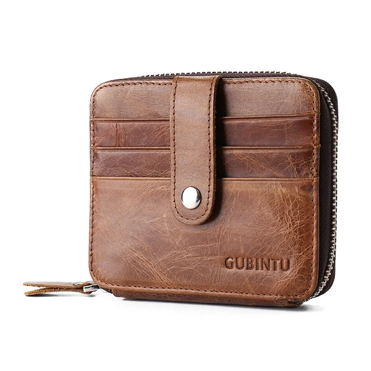GUBINTU Retro Style Multi-slots Genuine Leather Men's Bi-fold Wallet