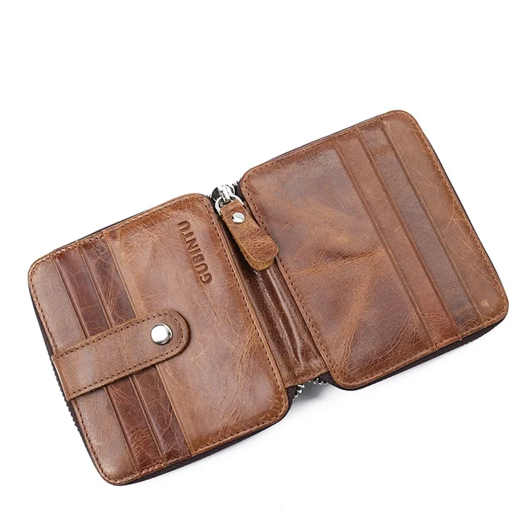 GUBINTU Retro Style Multi-slots Genuine Leather Men's Bi-fold Wallet